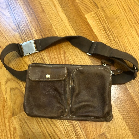 roots leather fanny pack